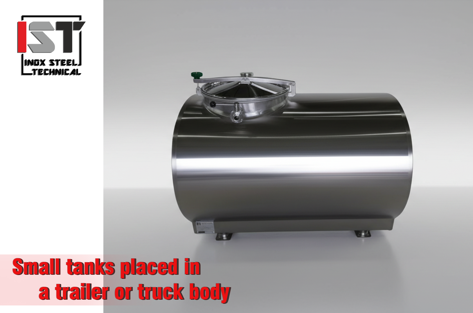 Small tanks placed in a trailer or truck body